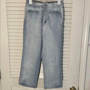 Loewe Classic Blue Denim Button Down Fly Distressed and Faded Jeans